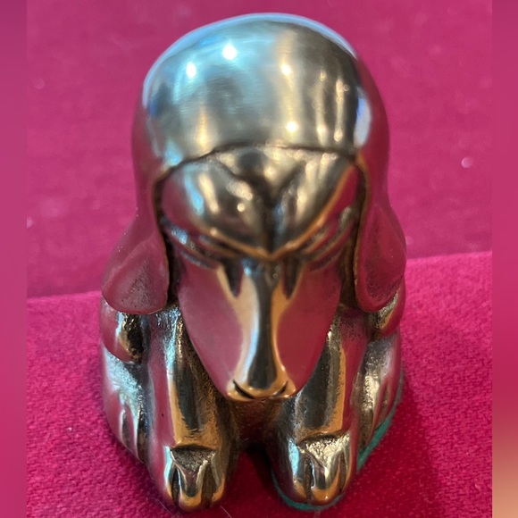 Basset HOUND SOLID BRASS DOG Puppy Droopy Ears 3” Tall golden Heavy Figurine MCM - Picture 3 of 15